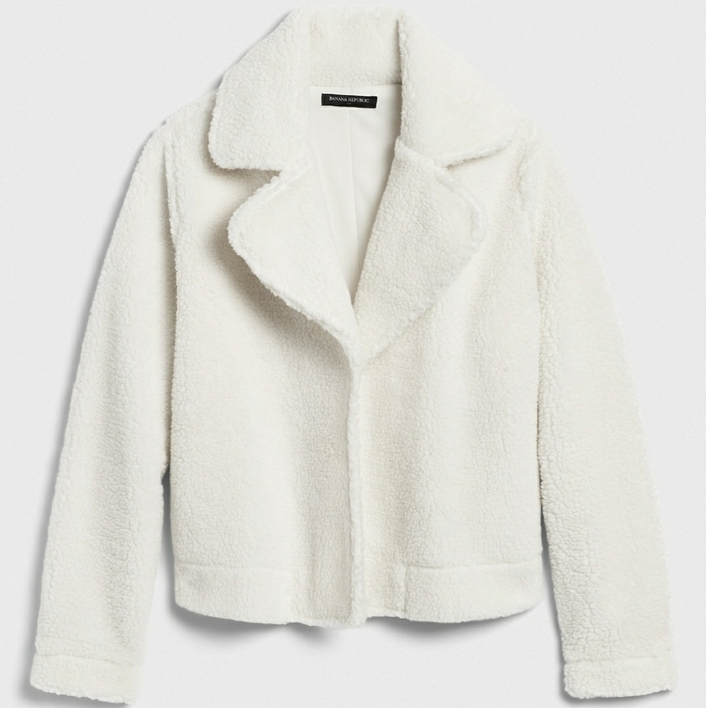 Banana Republic Teddy Jacket, Cream Color - Picture 2 of 8